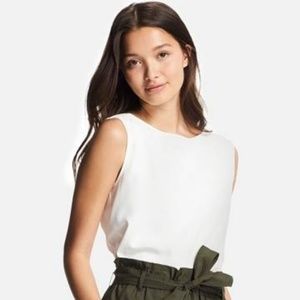 Uniqlo × White Drape Sleeveless Blouse (S)